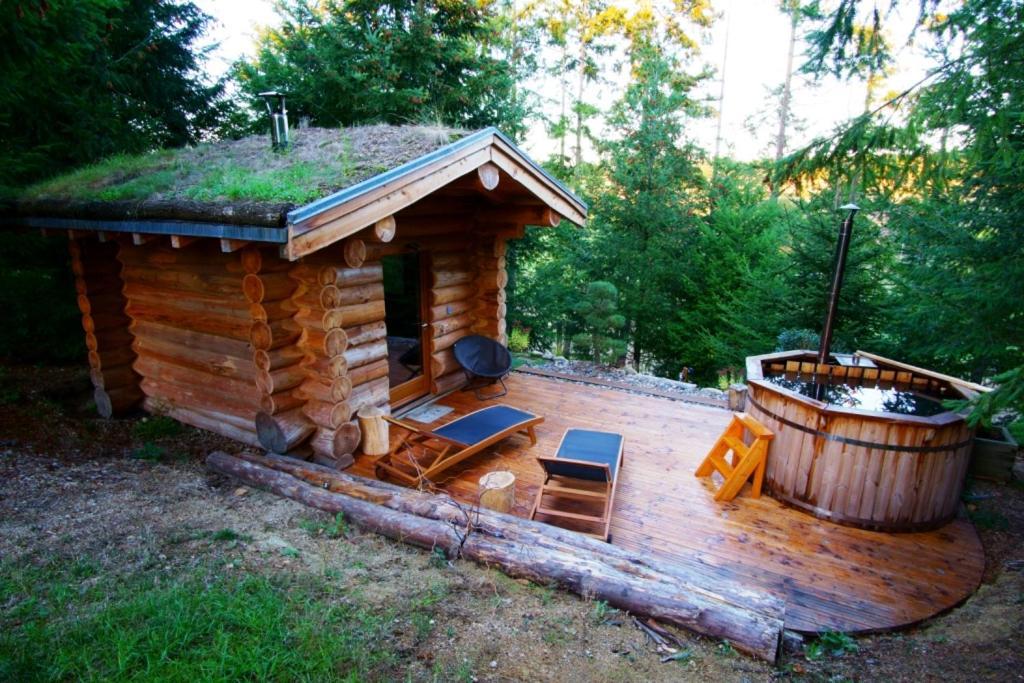 Pialous:Chalet En Rondins Avec Espace Detente La Chapelle-d'Aurec Exterior photo